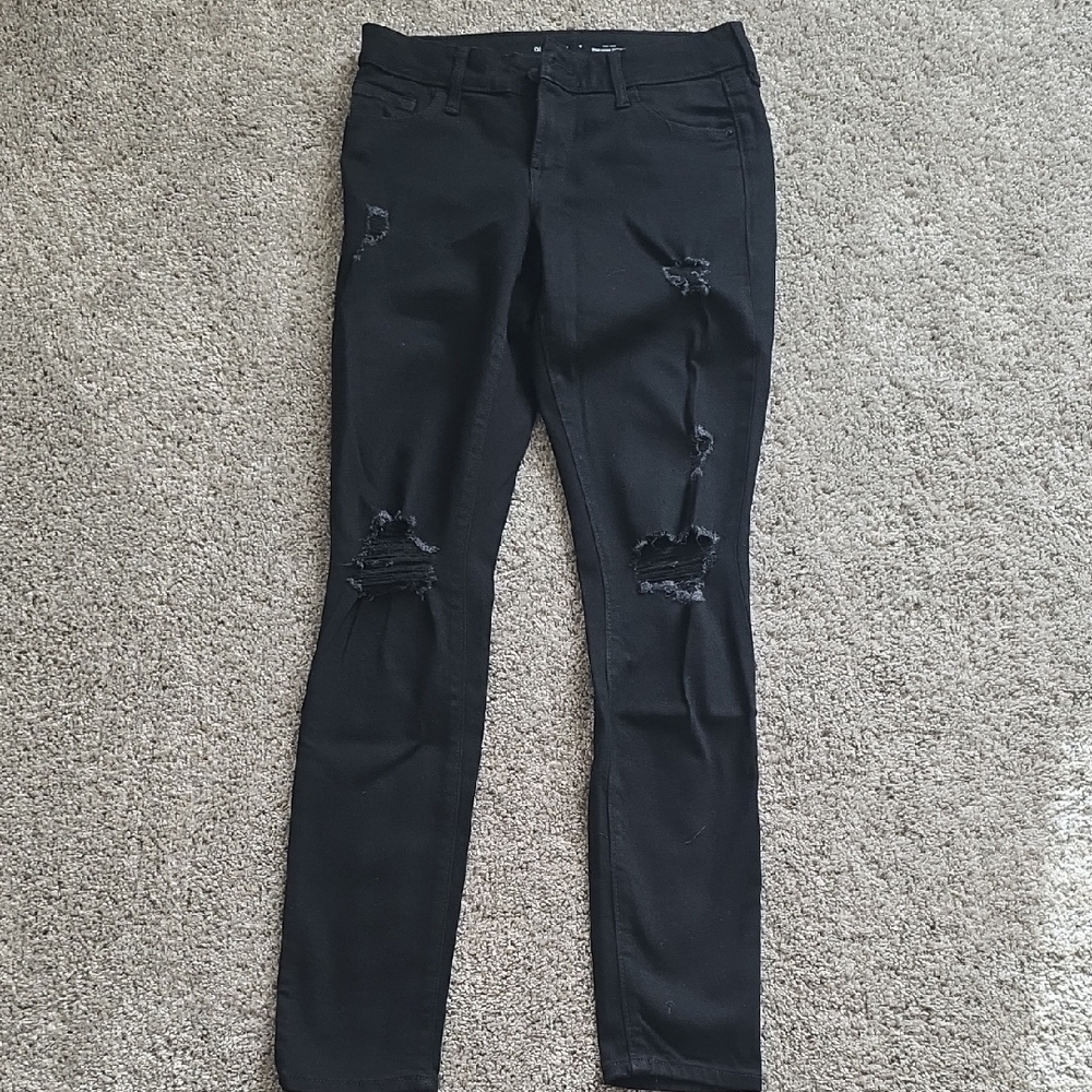 Old Navy Women's Black Ripped Skinny Jeans